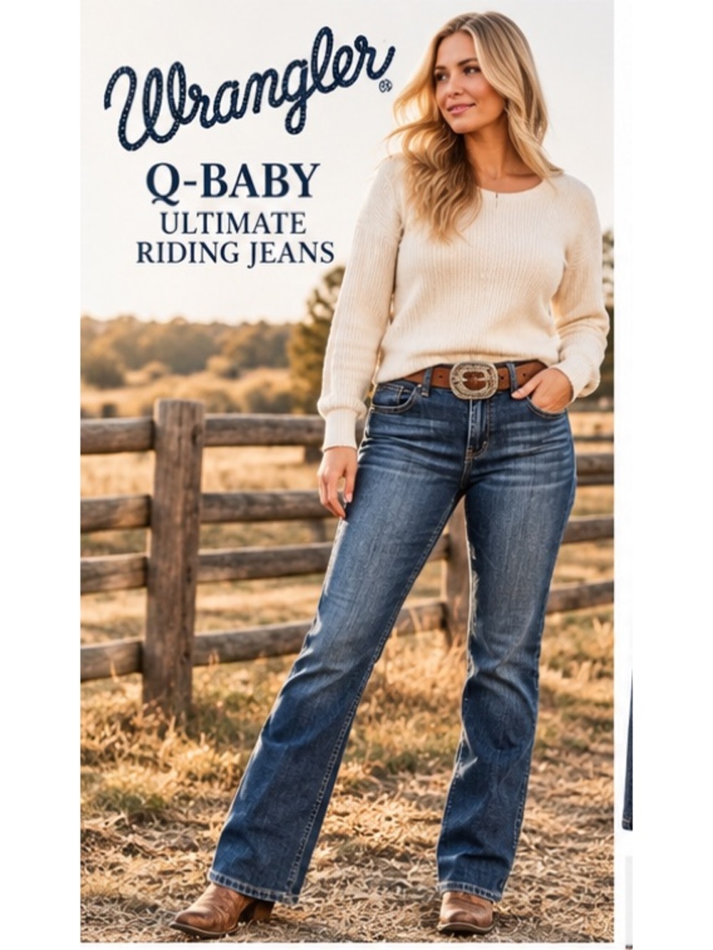 Wrangler Q-Baby Ultimate Riding Jeans 9/10 x 32 Bootcut Western